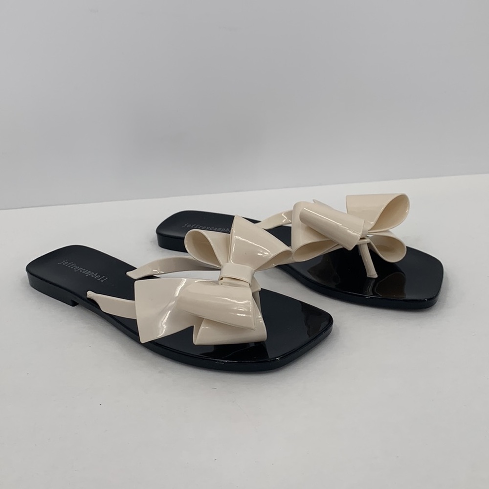 Jeffrey Campbell Sugary flipflop thong jelly sandals shoe cream black new 8 7.5